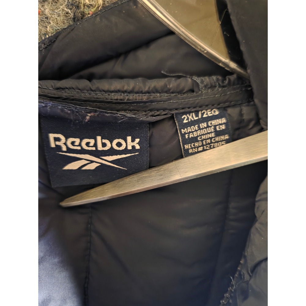 935 Reebok Men Navy Blue Hooded Puffer Jacket Quilted Full Zip Coat 2xl Rn127805 View 3